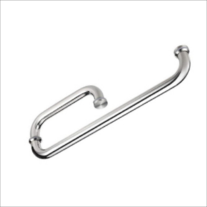 425mm chrome round towel rail with 150mm glass door handle for frameless showers