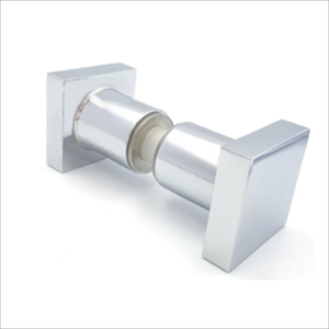 Square back to back glass door knob in aluminium chrome finish