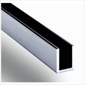 12mm bright-polished anodized aluminium U-channel for 8mm glass, 3m length