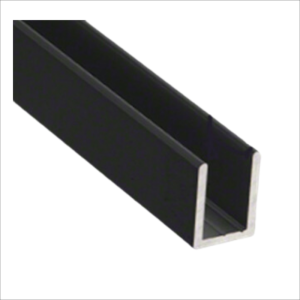 15mm black aluminium U-channel for 10-12mm glass, 3m length
