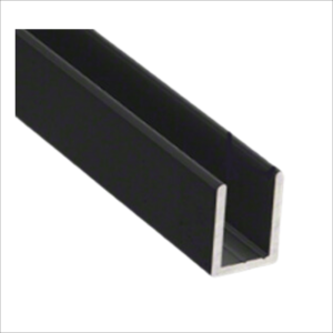 12mm black aluminium U-channel for 8mm glass, 3m length